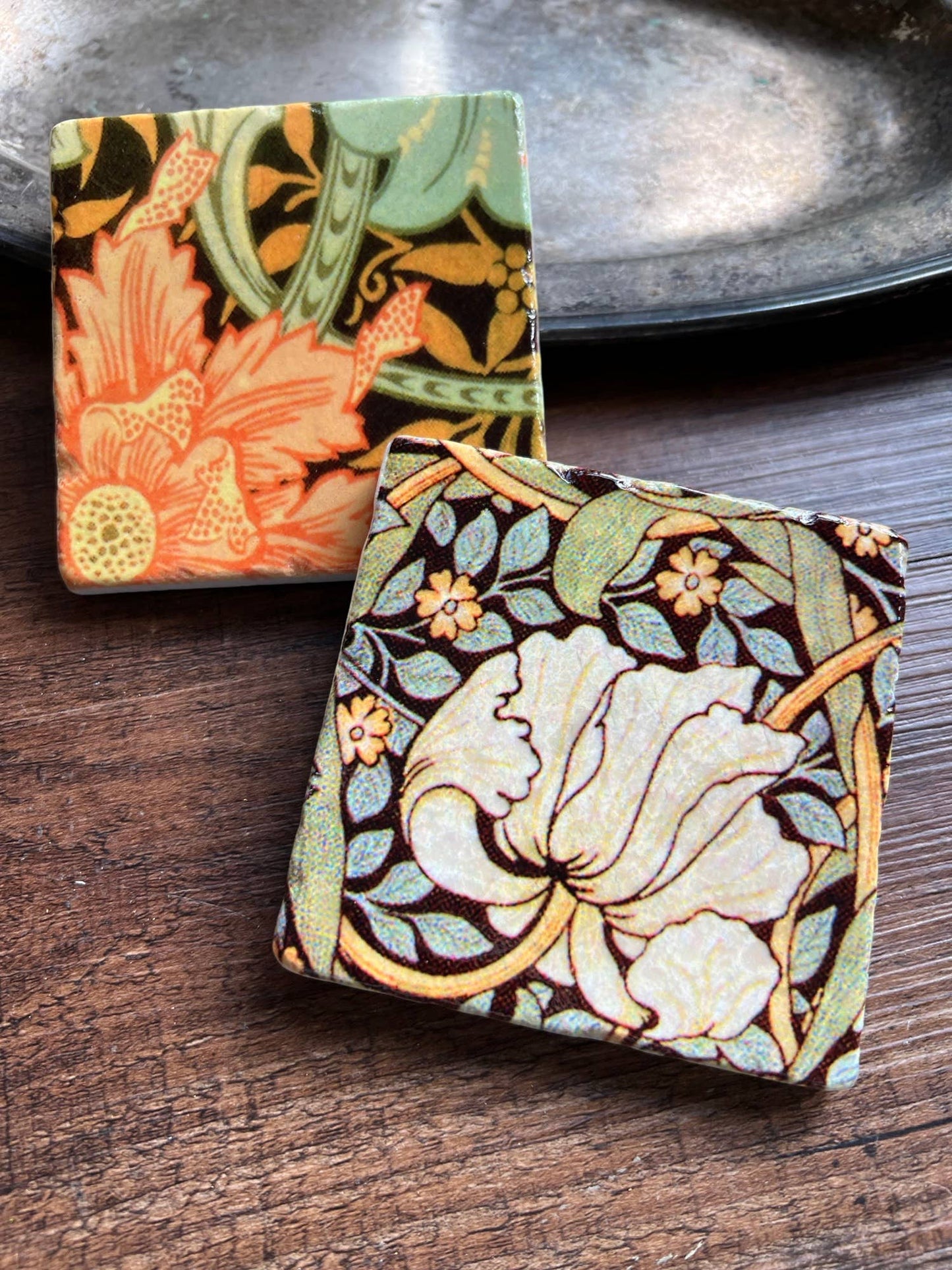 Peachy Florals Stone Coaster
