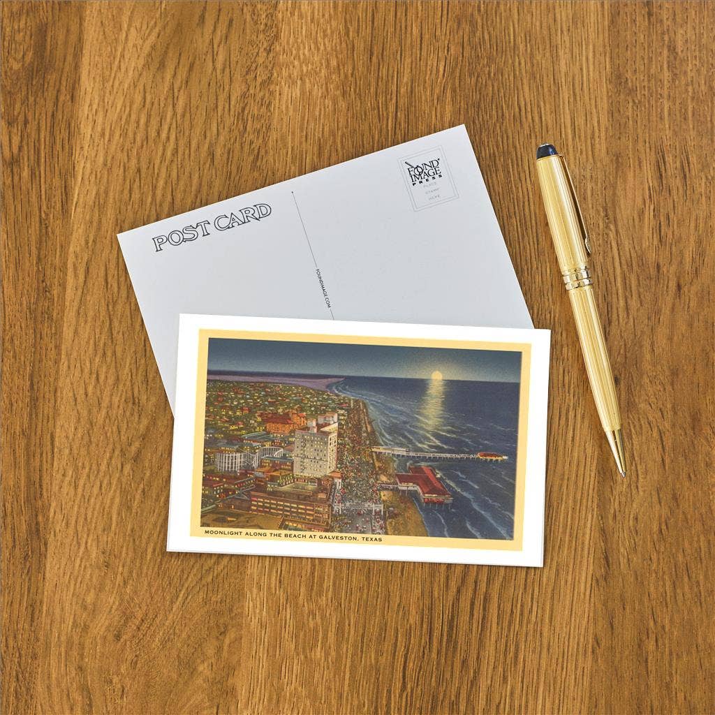 Postcard TX-596 Moon over Galveston