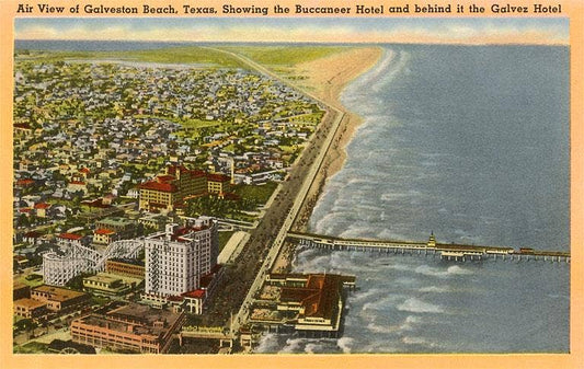 Postcard TX-438 Aerial View of Galveston