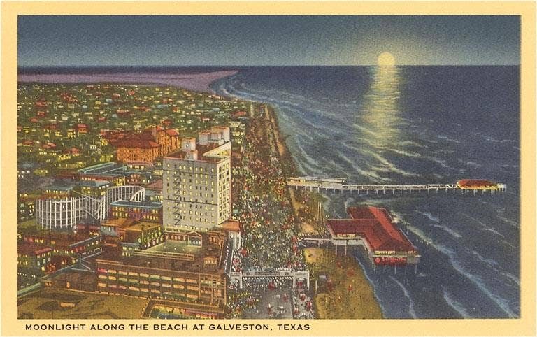 Postcard TX-596 Moon over Galveston