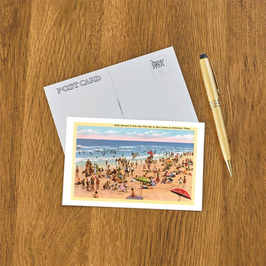 Postcard TX-593 Galveston Beach Scene
