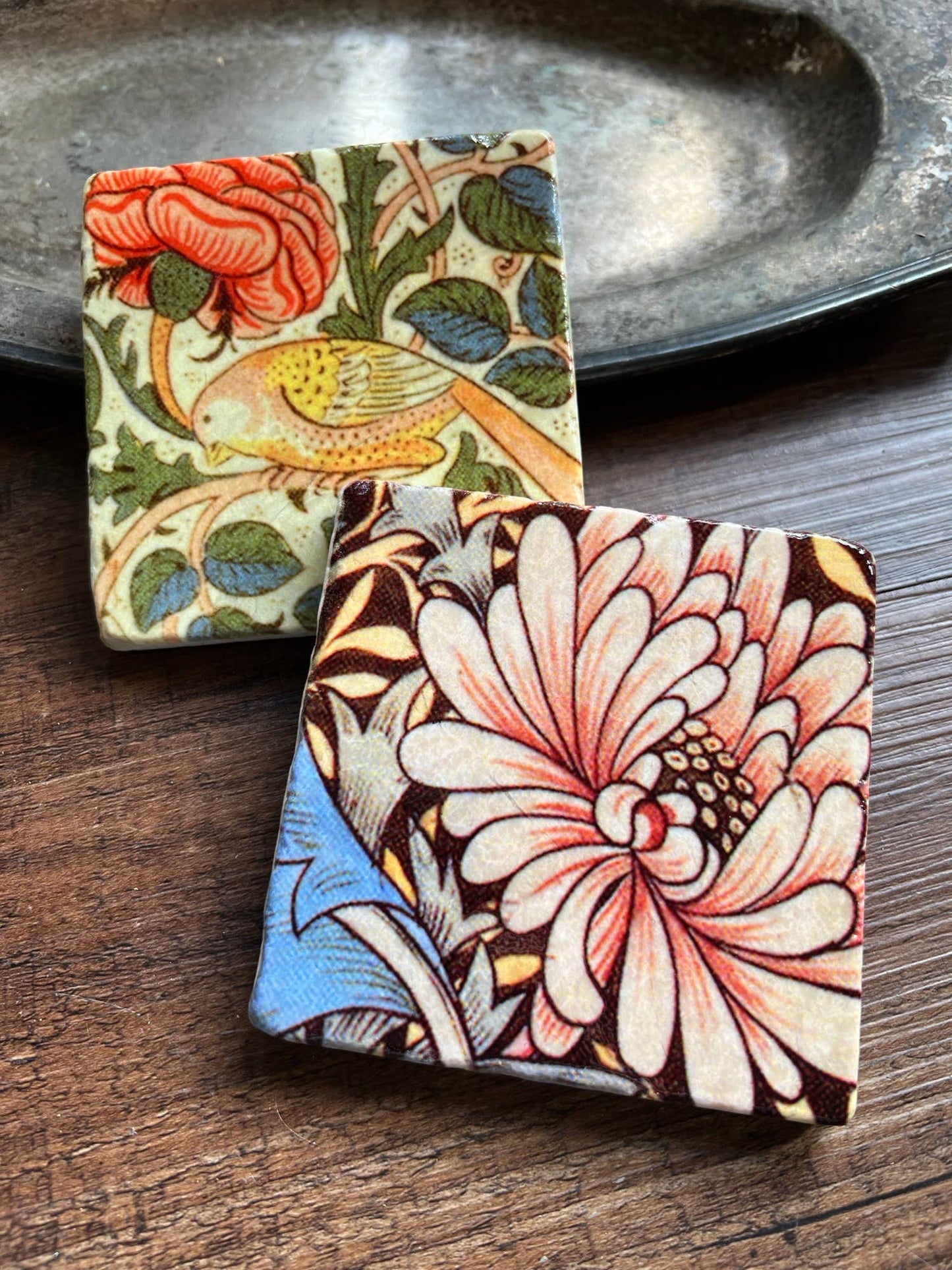 Peachy Florals Stone Coaster